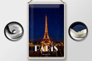 Panneau de voyage en étain, 20x30cm, Paris, France, tour Eiffel, veilleuses 2