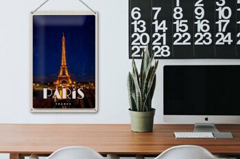 Panneau de voyage en étain, 20x30cm, Paris, France, tour Eiffel, veilleuses 3