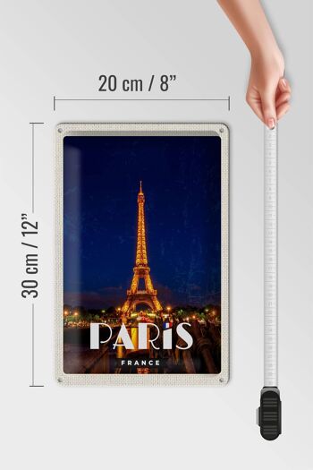 Panneau de voyage en étain, 20x30cm, Paris, France, tour Eiffel, veilleuses 4