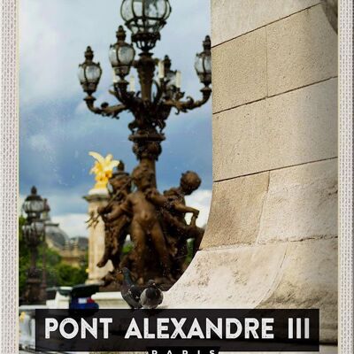 Cartel de chapa Viaje 20x30cm Punto Alejandro III Destino de viaje de París