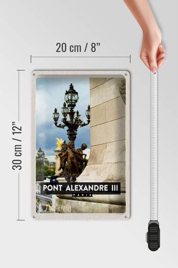 Plaque en étain voyage 20x30cm, pointe Alexandre III, destination de voyage Paris 4