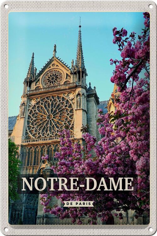 Blechschild Reise 20x30cm Notre-Dame de paris Reiseziel Urlaub