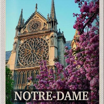 Cartel de chapa viaje 20x30cm Notre-Dame de París destino de viaje vacaciones