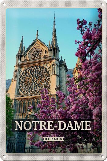Plaque en tôle voyage 20x30cm Notre-Dame de paris destination de voyage vacances 1
