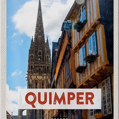 Cartel de chapa de viaje 20x30cm Catedral de Quimper Francia