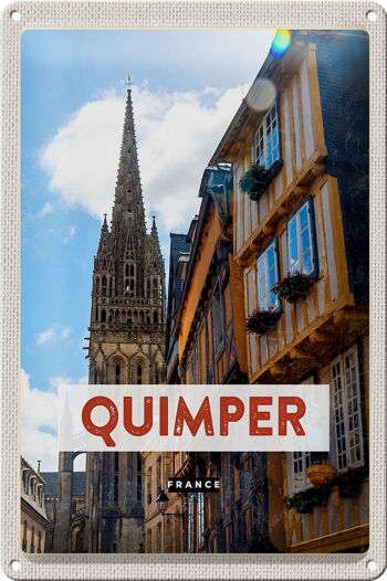 Plaque en tôle Voyage 20x30cm Cathédrale de Quimper France 1