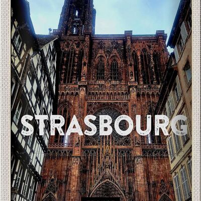 Cartel de chapa Viajes 20x30cm Estrasburgo Francia Arquitectura Turismo