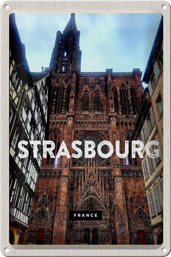 Panneau en étain voyage 20x30cm, Strasbourg France Architecture tourisme 1