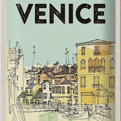 Tin sign travel 20x30cm Venice Italy painted city view