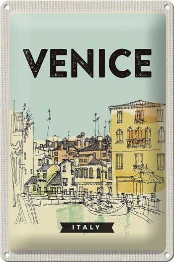 Plaque en tôle voyage 20x30cm Venise Italie vue sur la ville peinte 1