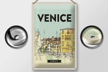 Plaque en tôle voyage 20x30cm Venise Italie vue sur la ville peinte 2