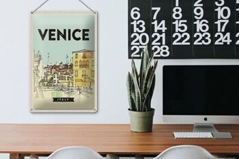 Plaque en tôle voyage 20x30cm Venise Italie vue sur la ville peinte 3
