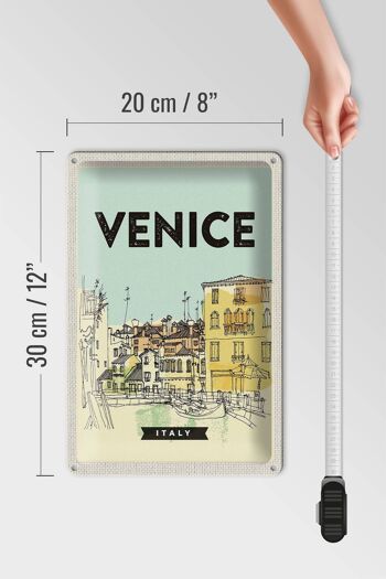 Plaque en tôle voyage 20x30cm Venise Italie vue sur la ville peinte 4