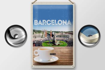 Panneau en étain voyage 20x30cm, image panoramique de barcelone espagne café 2