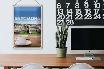 Panneau en étain voyage 20x30cm, image panoramique de barcelone espagne café 3