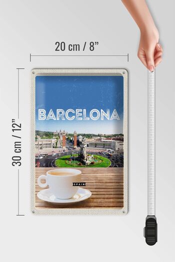 Panneau en étain voyage 20x30cm, image panoramique de barcelone espagne café 4