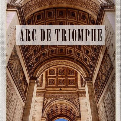 Cartel de chapa de viaje 20x30cm Arco del Triunfo París desde abajo Decoración