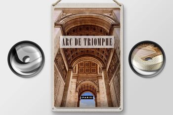 Panneau en étain voyage 20x30cm, décoration Arc de Triomphe Paris par le bas 2