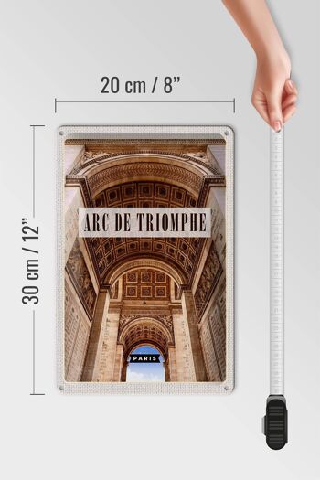 Panneau en étain voyage 20x30cm, décoration Arc de Triomphe Paris par le bas 4