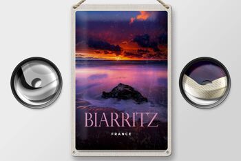Panneau en étain voyage 20x30cm, décoration coucher de soleil Biarritz France 2