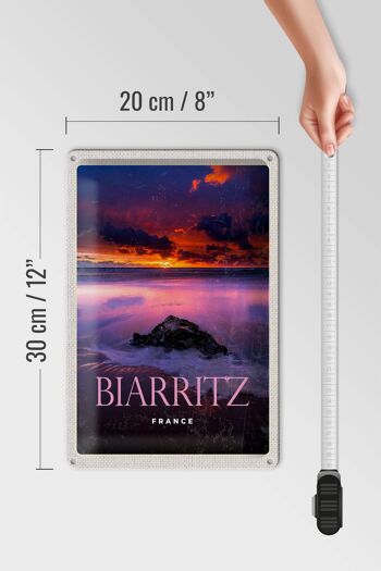 Panneau en étain voyage 20x30cm, décoration coucher de soleil Biarritz France 4