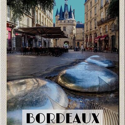 Tin sign travel 20x30cm Bordeaux France port city winegrowing