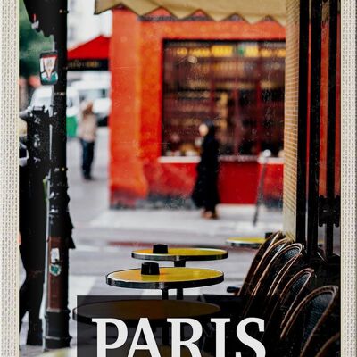 Targa in metallo da viaggio 20x30 cm Parigi Cafe Restaurant Destinazione di viaggio