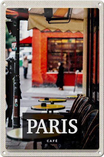 Panneau en étain voyage 20x30cm, Paris café Restaurant Destination de voyage 1
