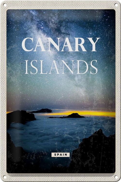 Blechschild Reise 20x30cm Canary islands Spain Nacht Sterne