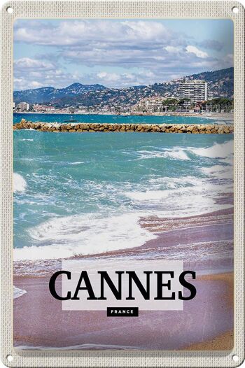 Plaque tôle voyage 20x30cm Cannes France mer plage 1