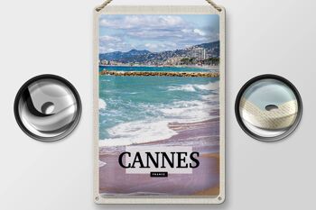 Plaque tôle voyage 20x30cm Cannes France mer plage 2