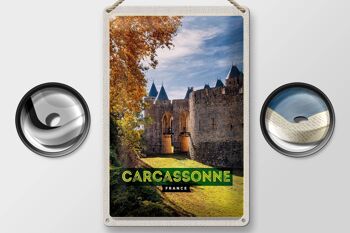 Signe en étain voyage 20x30cm Carcassonne France Destination de voyage vacances 2