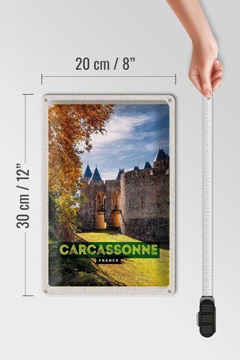 Signe en étain voyage 20x30cm Carcassonne France Destination de voyage vacances 4