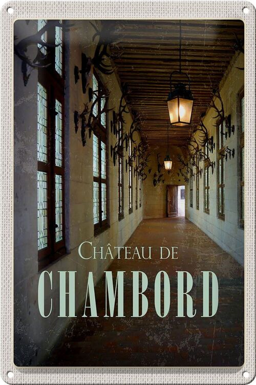 Blechschild Reise 20x30cm Chateau de chambord Schloss