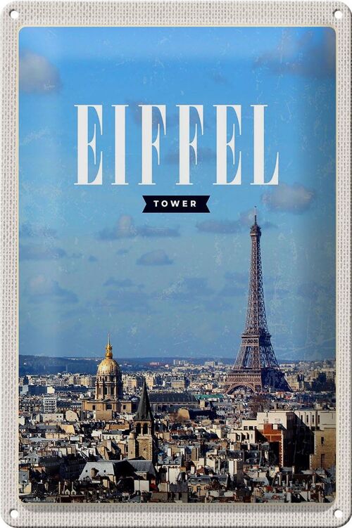 Blechschild Reise 20x30cm Eiffel Tower Panorama Bild Reiseziel