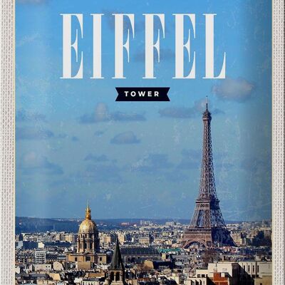 Targa in metallo da viaggio 20x30 cm Torre Eiffel Panorama Immagine Destinazione di viaggio