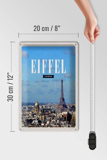 Panneau en étain voyage 20x30cm, tour Eiffel, image panoramique, Destination de voyage 4