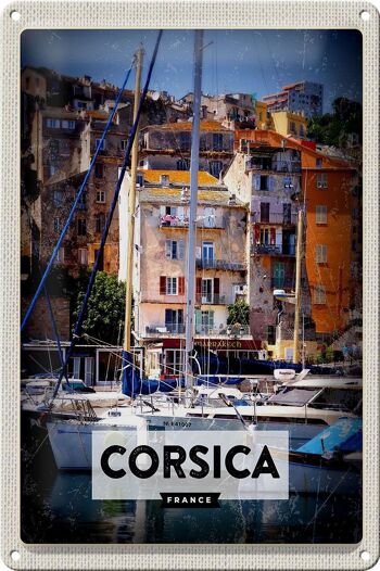 Plaque en tôle voyage 20x30cm Corse France lieu de vacances 1