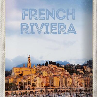 Cartel de chapa Travel 20x30cm Imagen panorámica de la Riviera Francesa