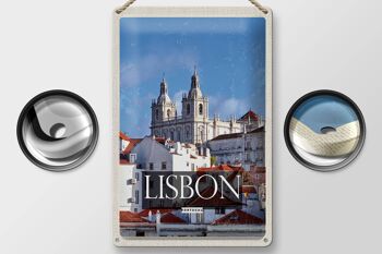 Signe en étain voyage 20x30cm, Architecture de Lisbonne, Portugal, Destination de voyage 2
