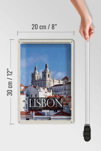 Signe en étain voyage 20x30cm, Architecture de Lisbonne, Portugal, Destination de voyage 4