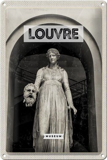 Signe en étain voyage 20x30cm, musée du Louvre, Destination de voyage, tourisme rétro 1