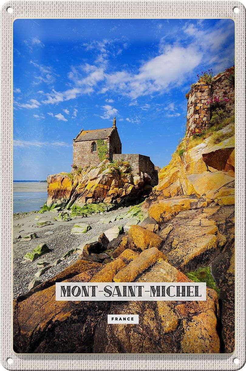 Targa in metallo da viaggio 20x30 cm Moint-Saint-Michel destinazione turistica