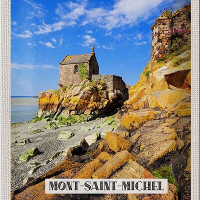 Cartel de chapa viaje 20x30cm Moint-Saint-Michel destino turístico turismo
