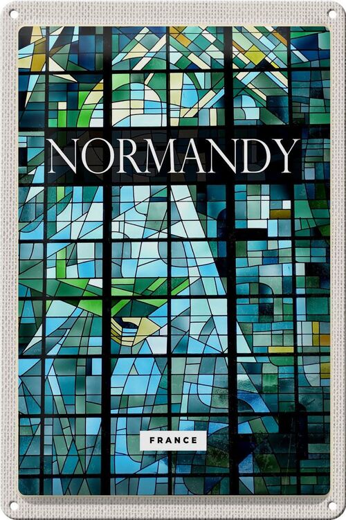 Blechschild Reise 20x30cm Normandy Frnace Mosaik Kunst