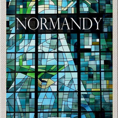 Cartel de chapa de viaje, 20x30cm, arte mosaico de Francia de Normandía