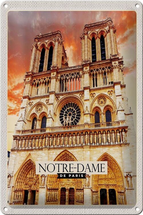 Blechschild Reise 20x30cm Notre-Dame de Paris Architektur Kunst