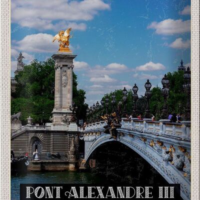 Cartel de chapa Viaje 20x30cm Puente Alejandro III Turismo de París