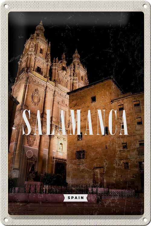 Blechschild Reise 20x30cm Salamanca Spain Architektur Nacht