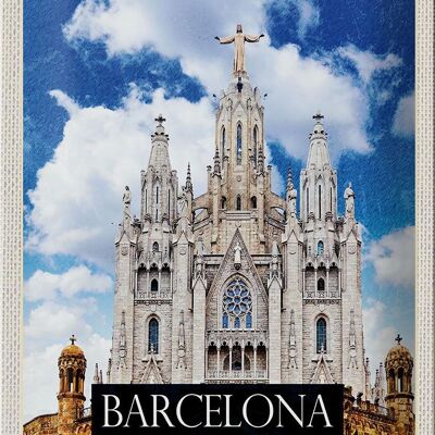 Targa in metallo da viaggio 20x30 cm Barcellona Spagna Chiesa Sagrat Cor
